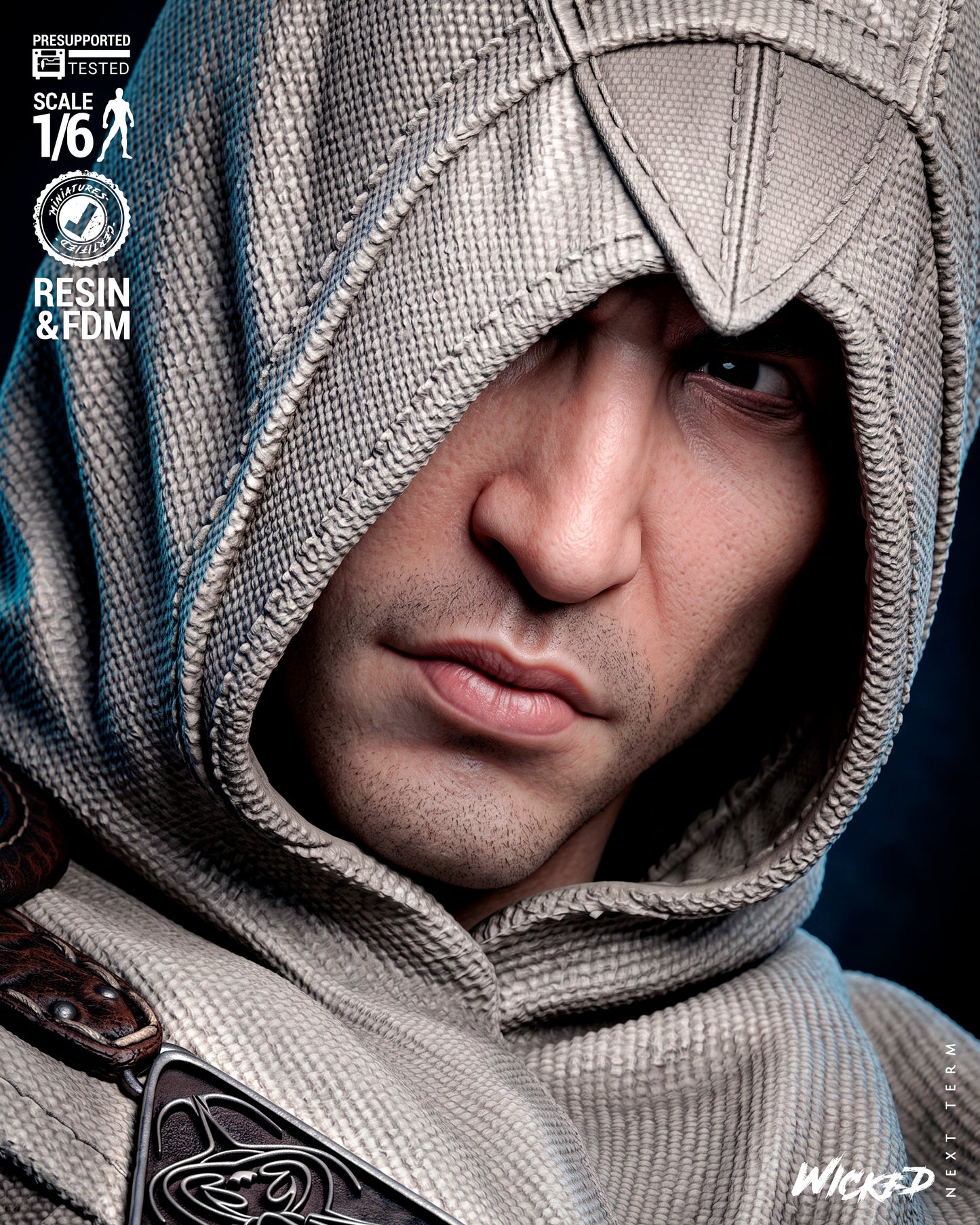 Altaïr Ibn-La’Ahad Sculpture (75mm to 500mm) - Assassins Creed -Unassembled/Unpainted/3D Print