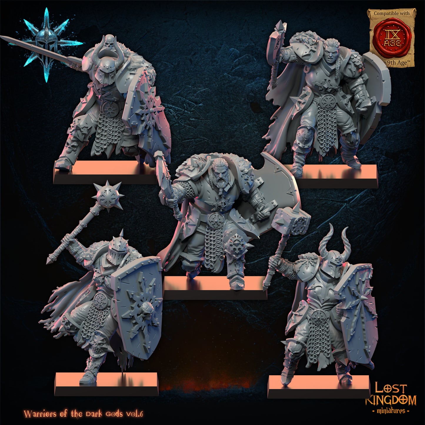 Dark Warriors (x10) - Warriors of the Dark Gods - Chaos Warriors - TTRPG - Wargaming - Dungeons and Dragons
