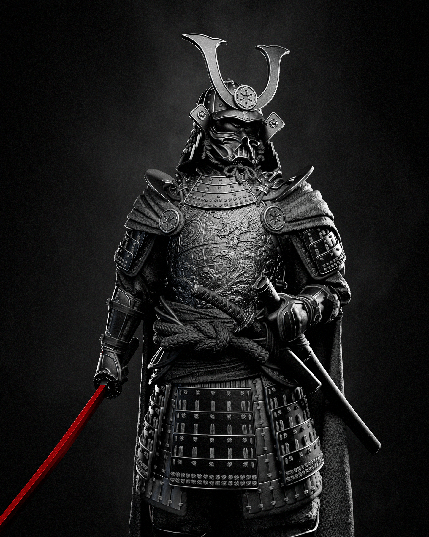 Darth Vader Samurai Sculpture (75mm to 500mm) - Unassembled/Unpainted/3D Print