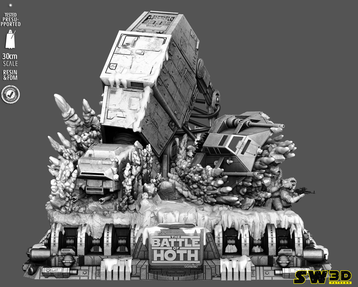 Battle of Hoth Diorama (75mm to 500mm) - Unassembled/Unpainted/3D Print