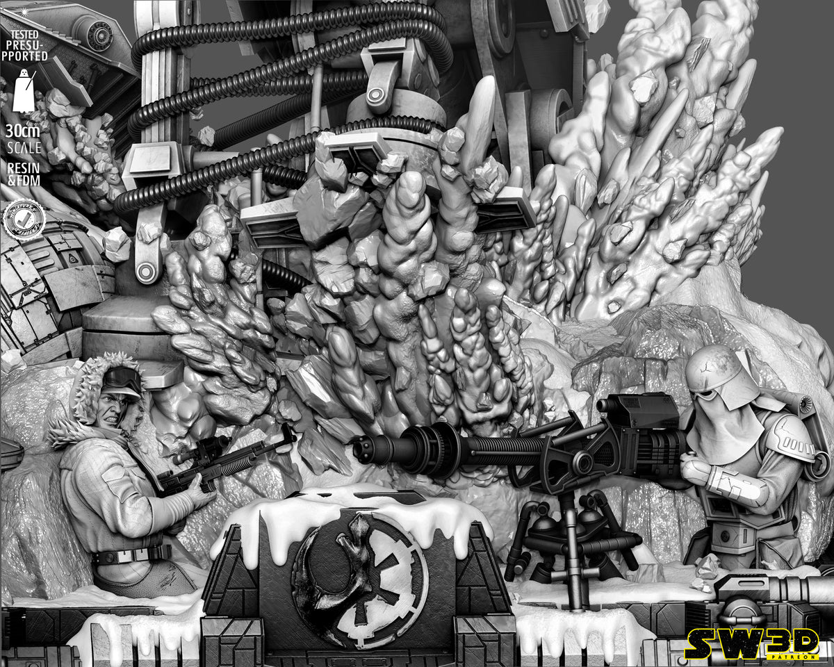 Battle of Hoth Diorama (75mm to 500mm) - Unassembled/Unpainted/3D Print