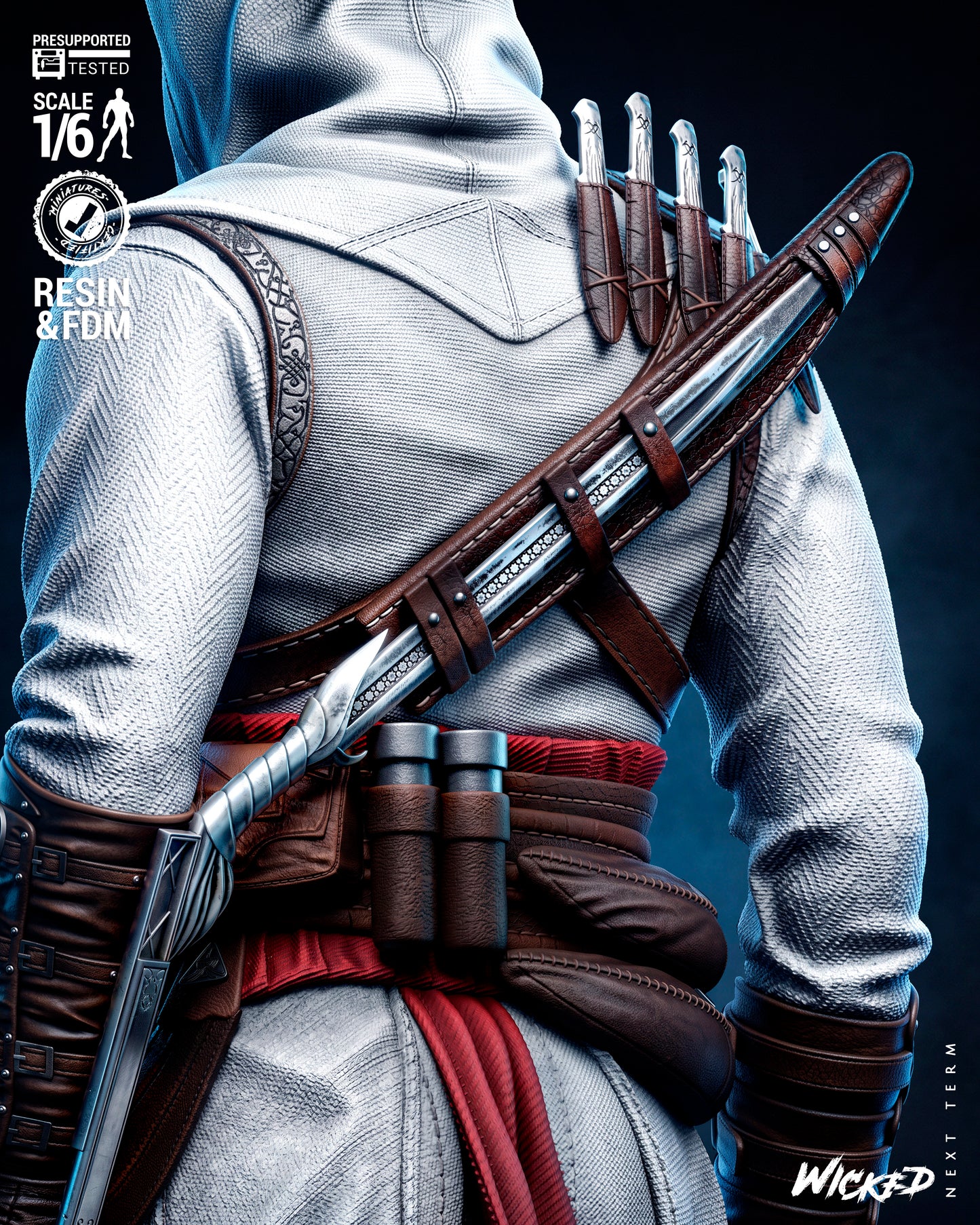 Altaïr Ibn-La’Ahad Sculpture (75mm to 500mm) - Assassins Creed -Unassembled/Unpainted/3D Print