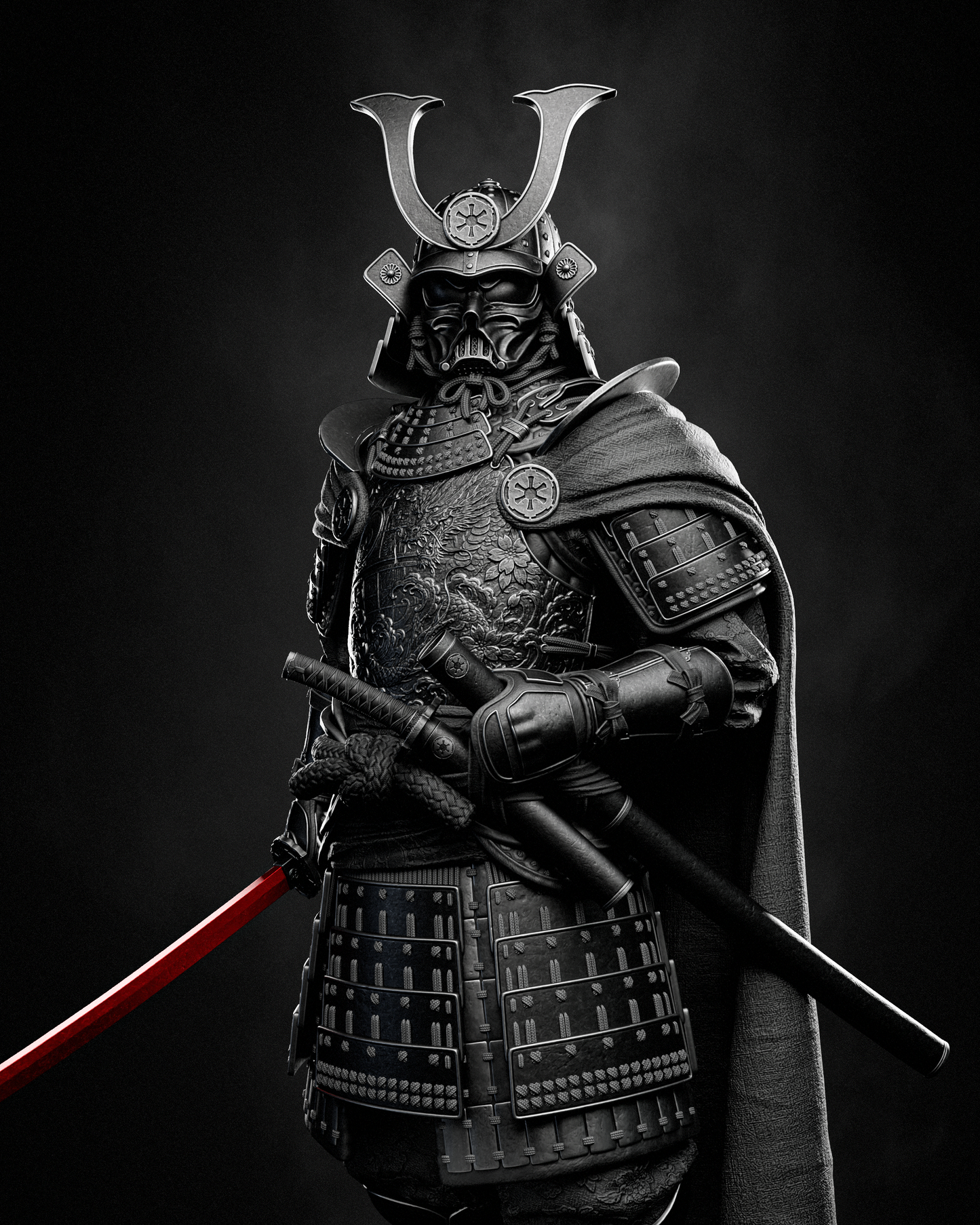 Darth Vader Samurai Sculpture (75mm to 500mm) - Unassembled/Unpainted/3D Print