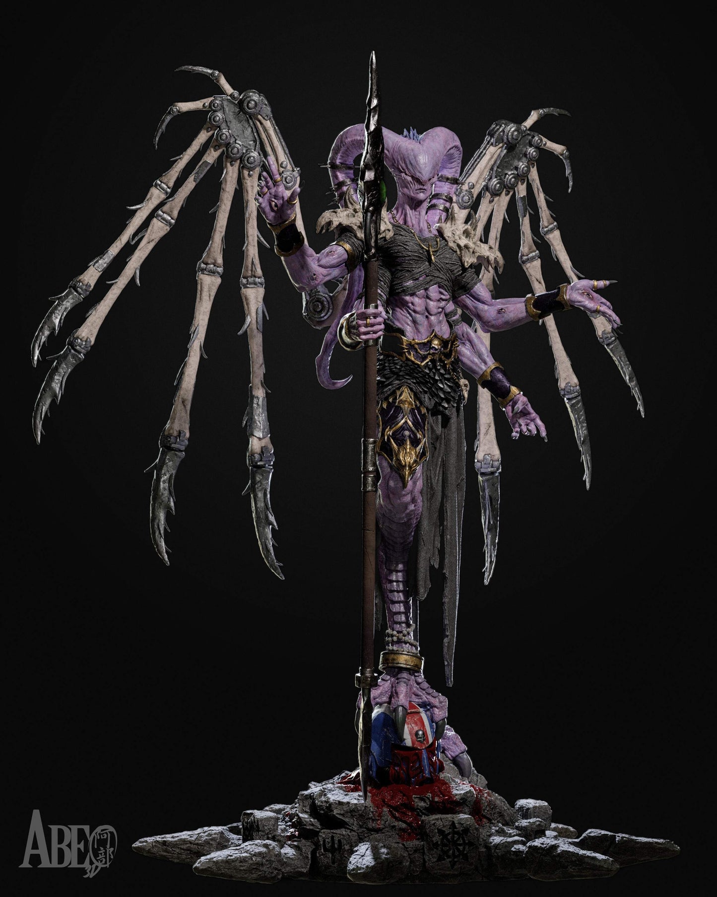 The Ninefold Sorcerer Sculpture (75mm to 500mm) - Unassembled/Unpainted/3D Print