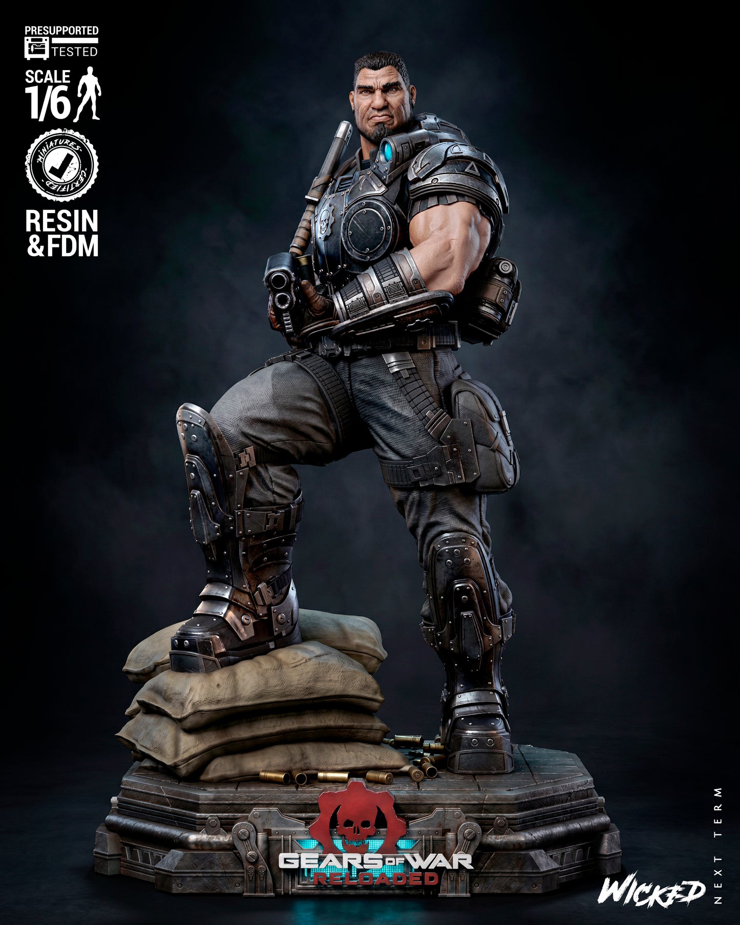 Dominic Santiago Sculpture (75mm to 500mm) Gear of War - Unassembled/Unpainted/3D Print
