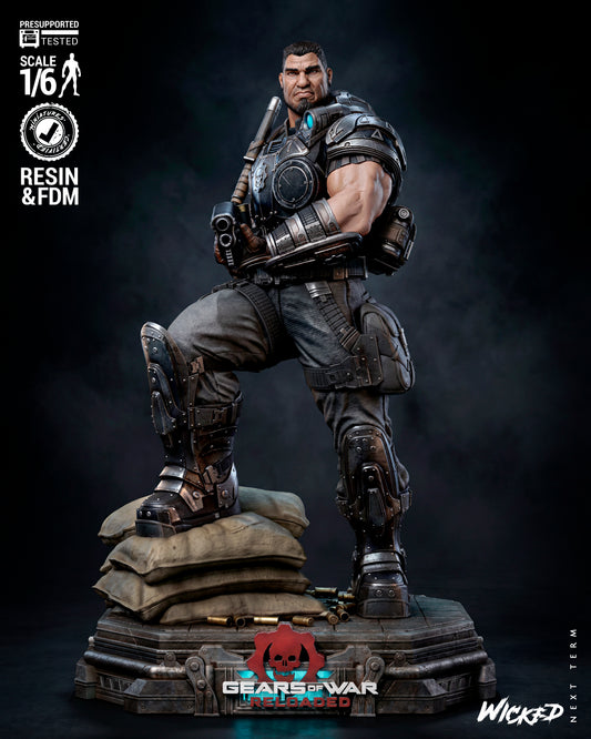 Dominic Santiago Sculpture (75mm to 500mm) Gear of War - Unassembled/Unpainted/3D Print