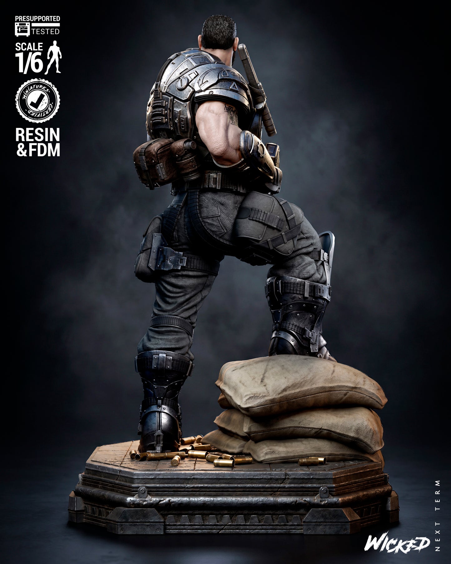 Dominic Santiago Sculpture (75mm to 500mm) Gear of War - Unassembled/Unpainted/3D Print