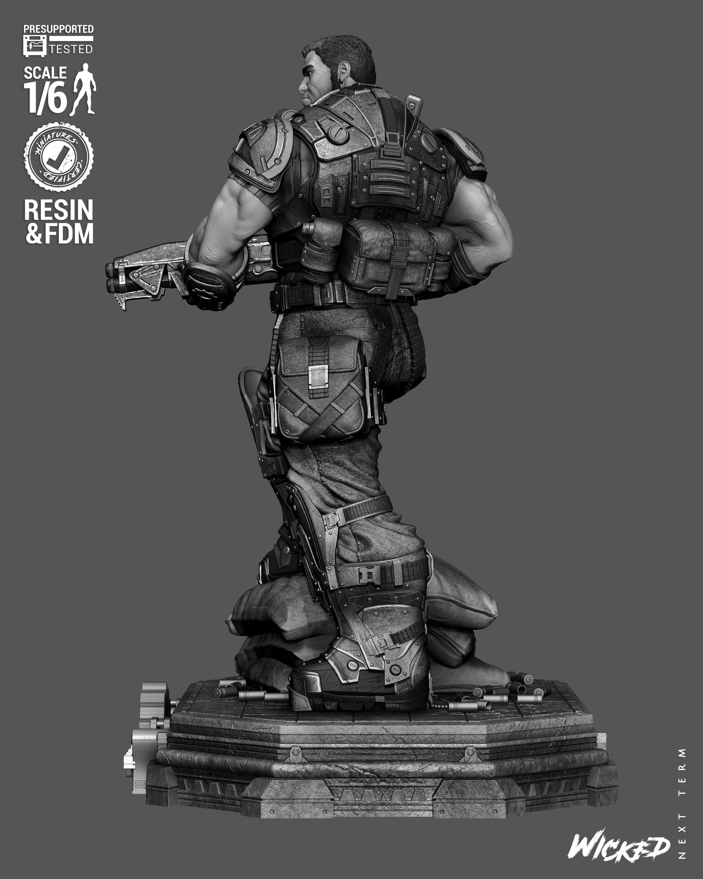 Dominic Santiago Sculpture (75mm to 500mm) Gear of War - Unassembled/Unpainted/3D Print