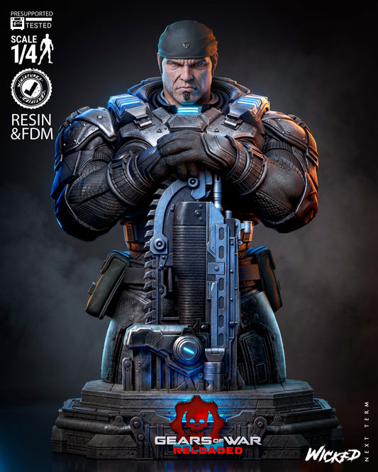 Dominic Santiago Bust (75mm to 300mm) Gear of War - Unassembled/Unpainted/3D Print