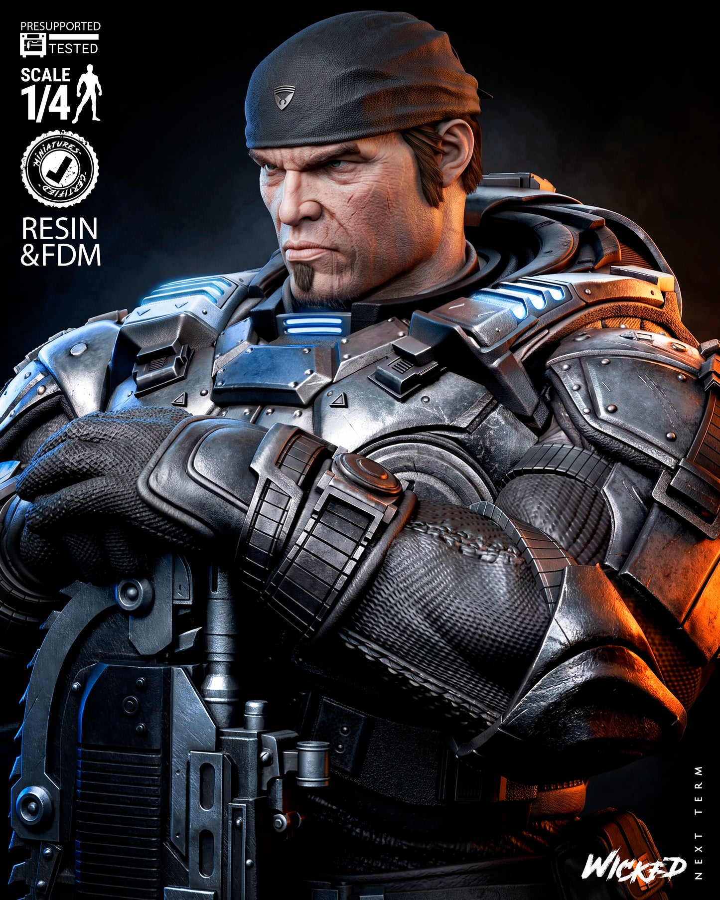 Dominic Santiago Bust (75mm to 300mm) Gear of War - Unassembled/Unpainted/3D Print
