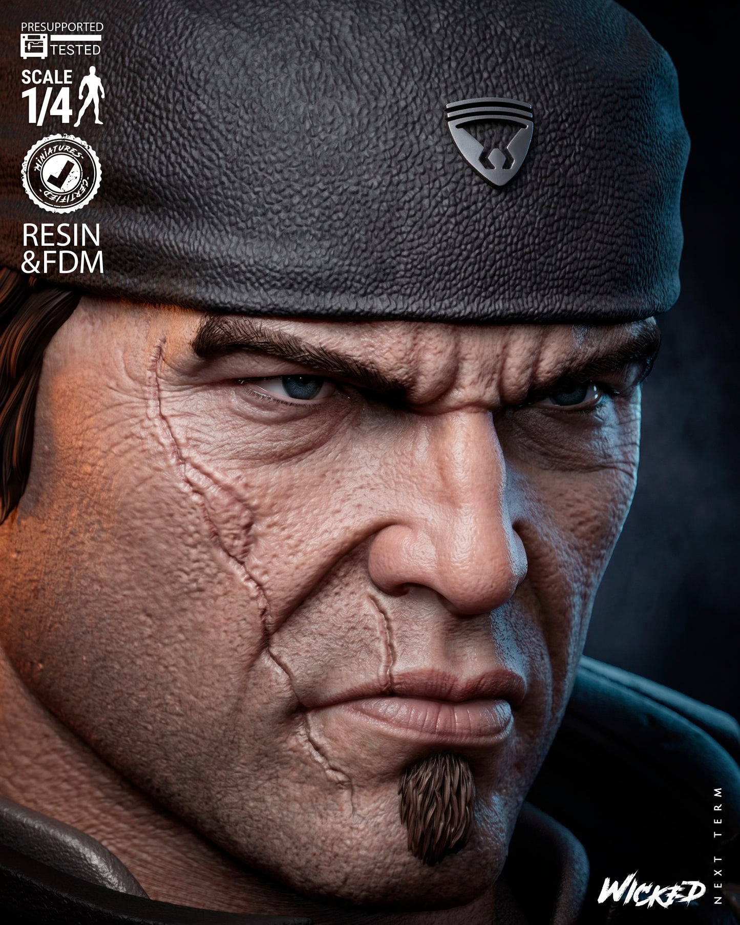Dominic Santiago Bust (75mm to 300mm) Gear of War - Unassembled/Unpainted/3D Print