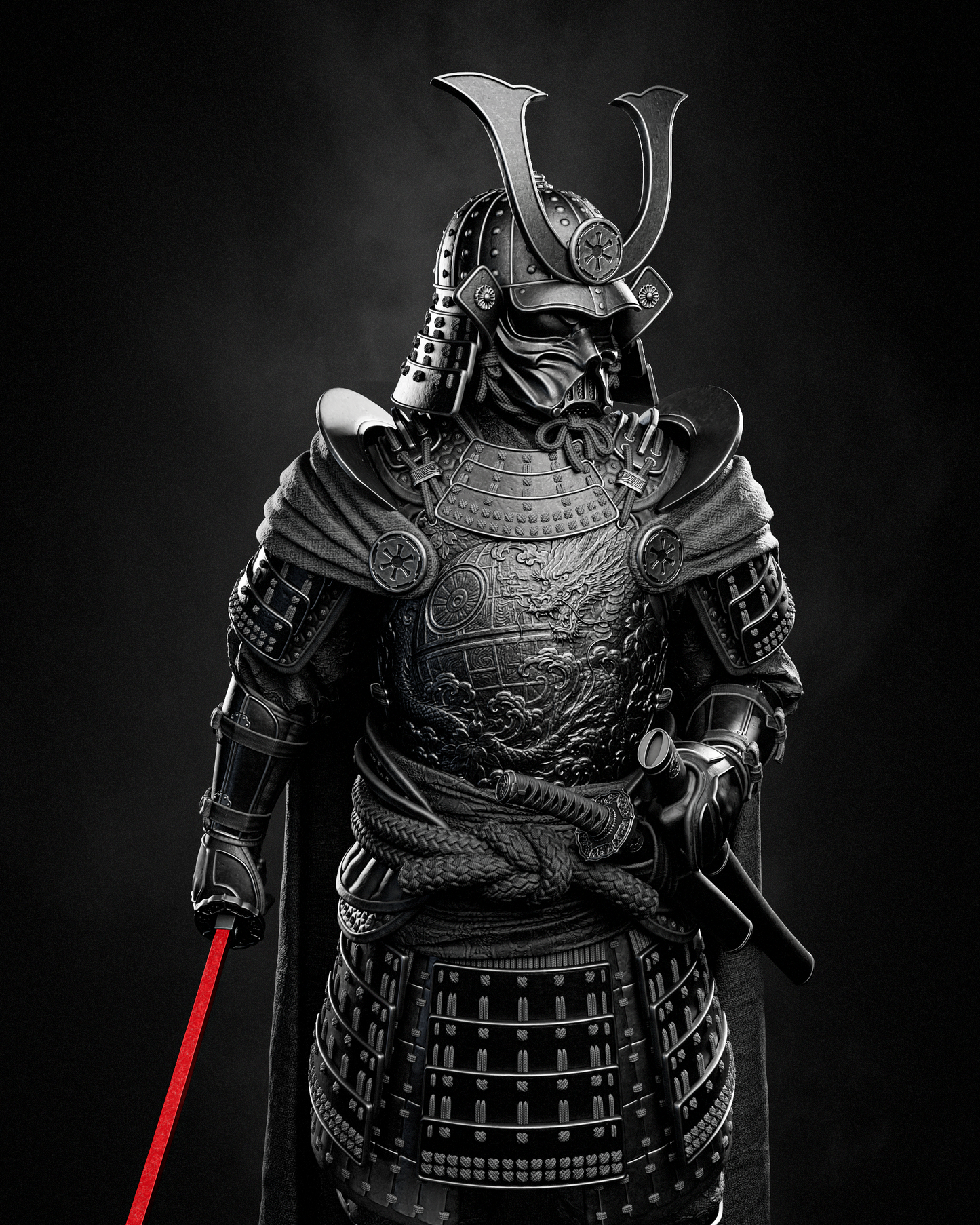 Darth Vader Samurai Sculpture (75mm to 500mm) - Unassembled/Unpainted/3D Print