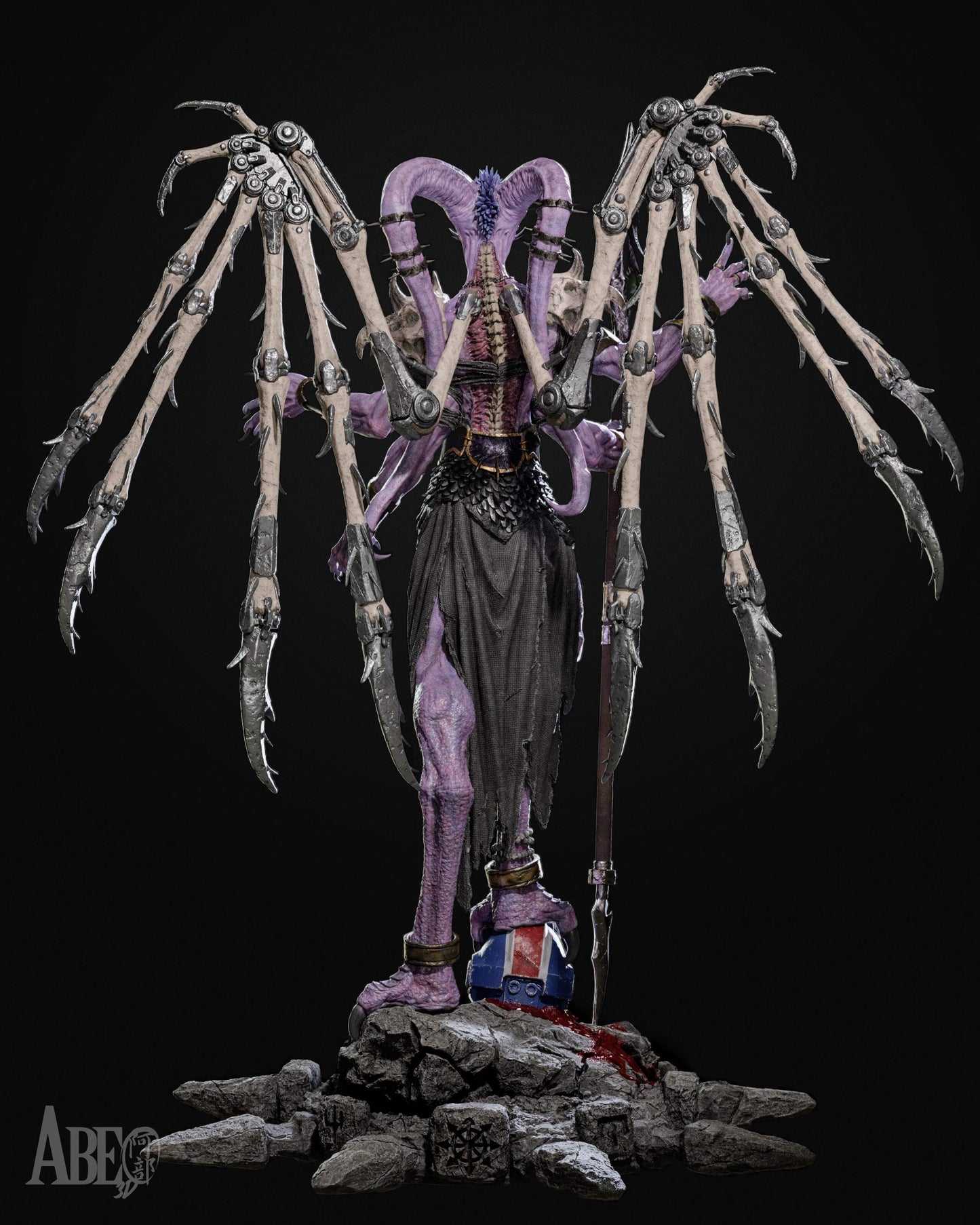 The Ninefold Sorcerer Sculpture (75mm to 500mm) - Unassembled/Unpainted/3D Print