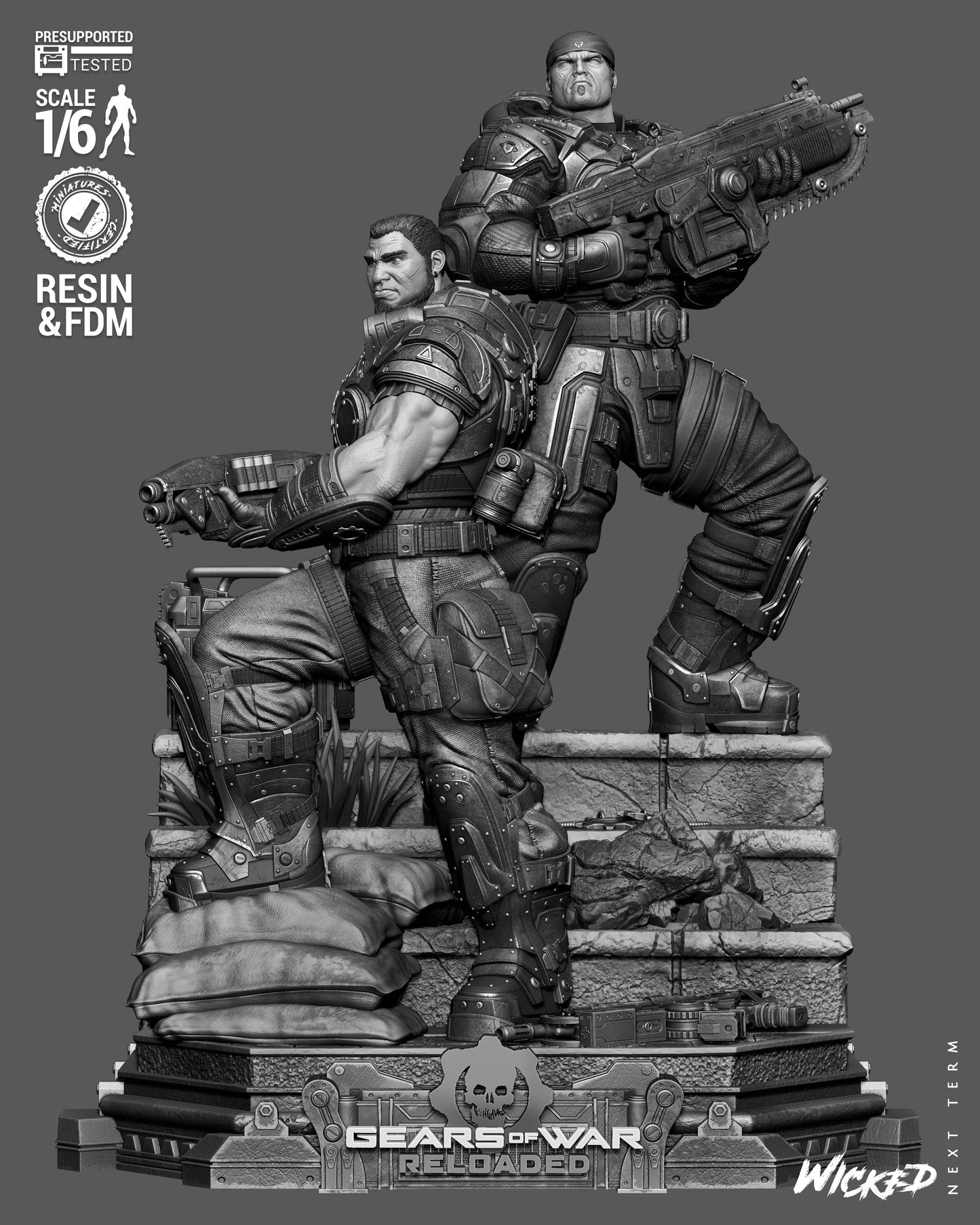 Gears of War Diorama (75mm to 500mm) Gear of War - Unassembled/Unpainted/3D Print