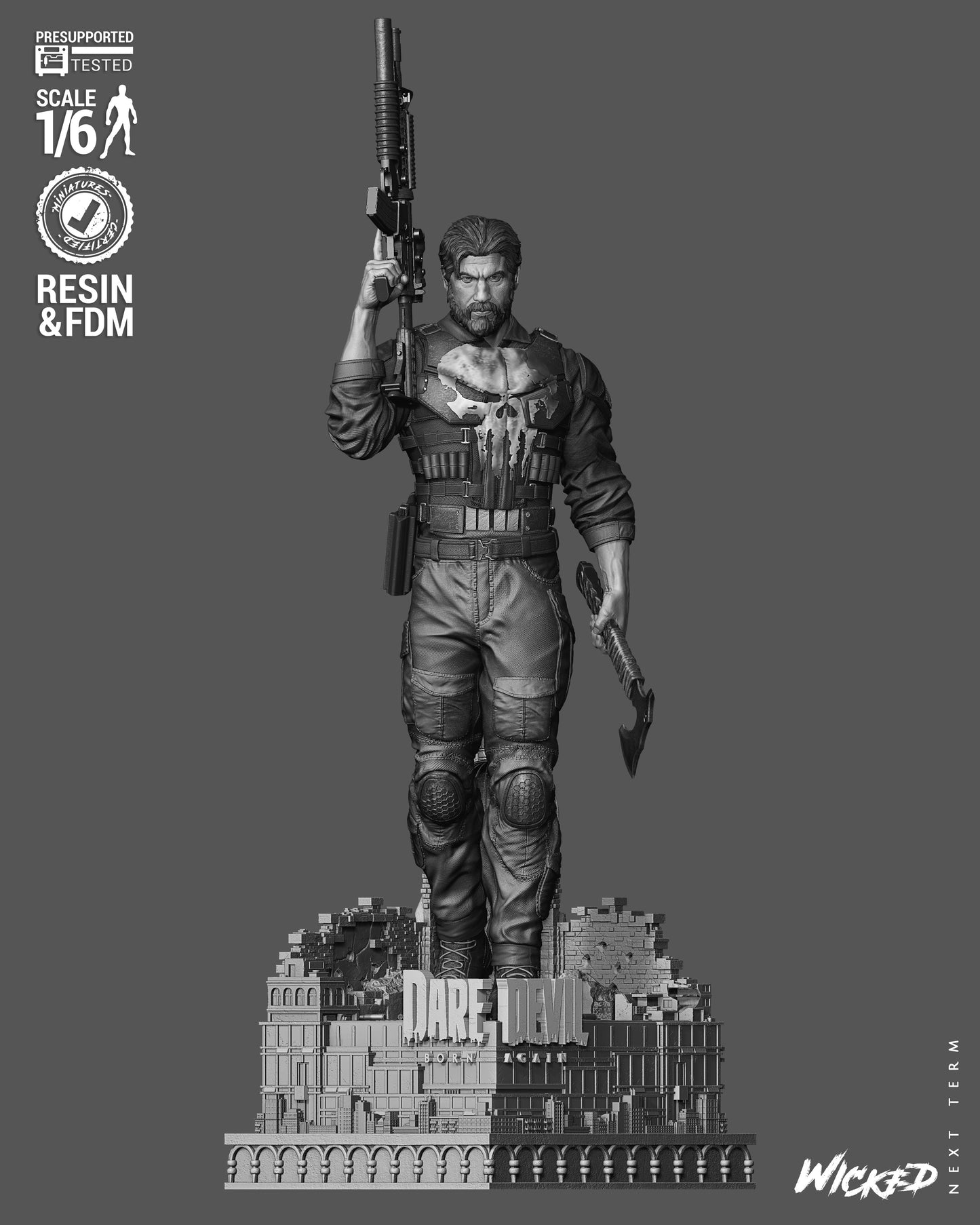 The Punisher Sculpture (75mm to 500mm) - Unassembled/Unpainted/3D Print