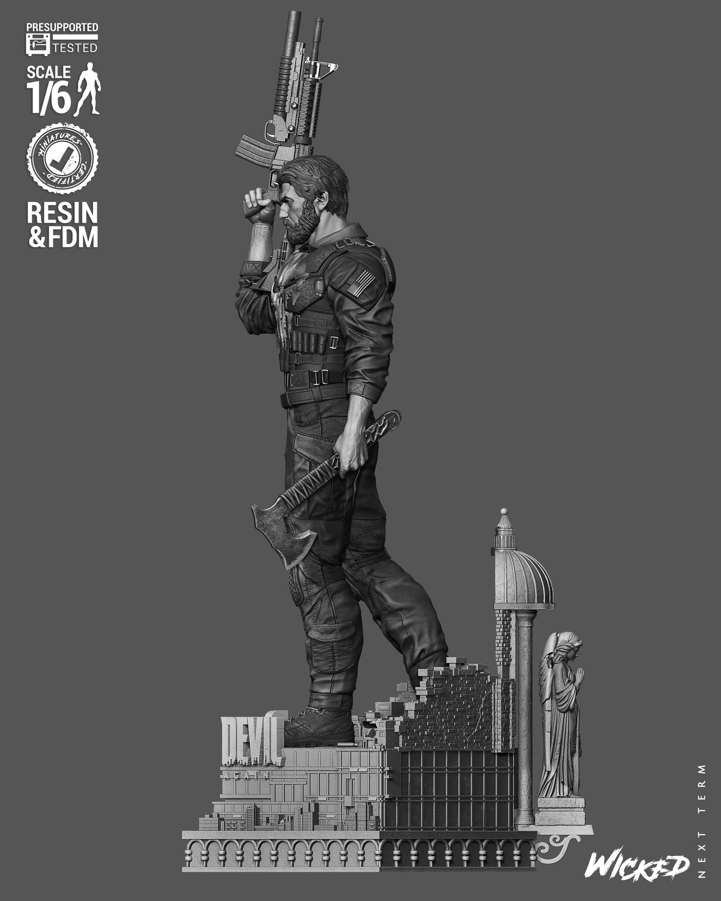 The Punisher Sculpture (75mm to 500mm) - Unassembled/Unpainted/3D Print