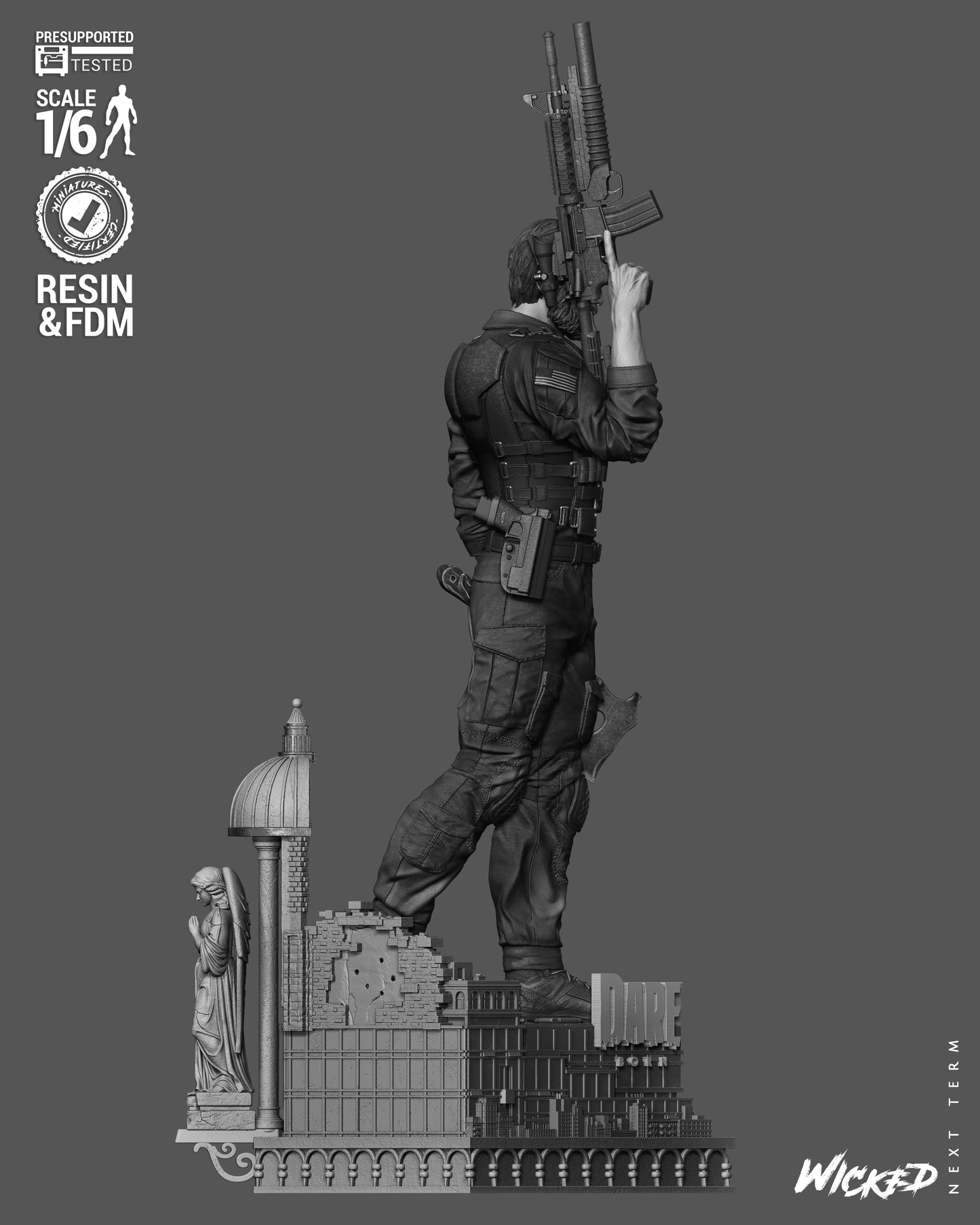 The Punisher Sculpture (75mm to 500mm) - Unassembled/Unpainted/3D Print