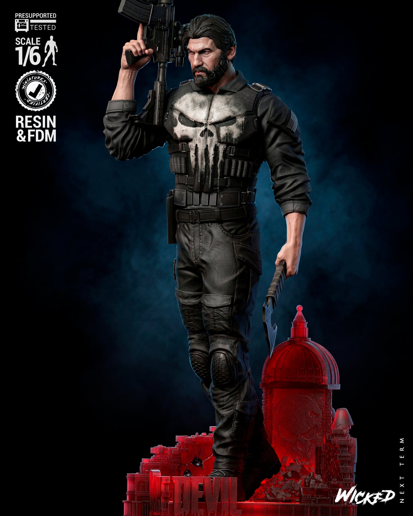 The Punisher Sculpture (75mm to 500mm) - Unassembled/Unpainted/3D Print