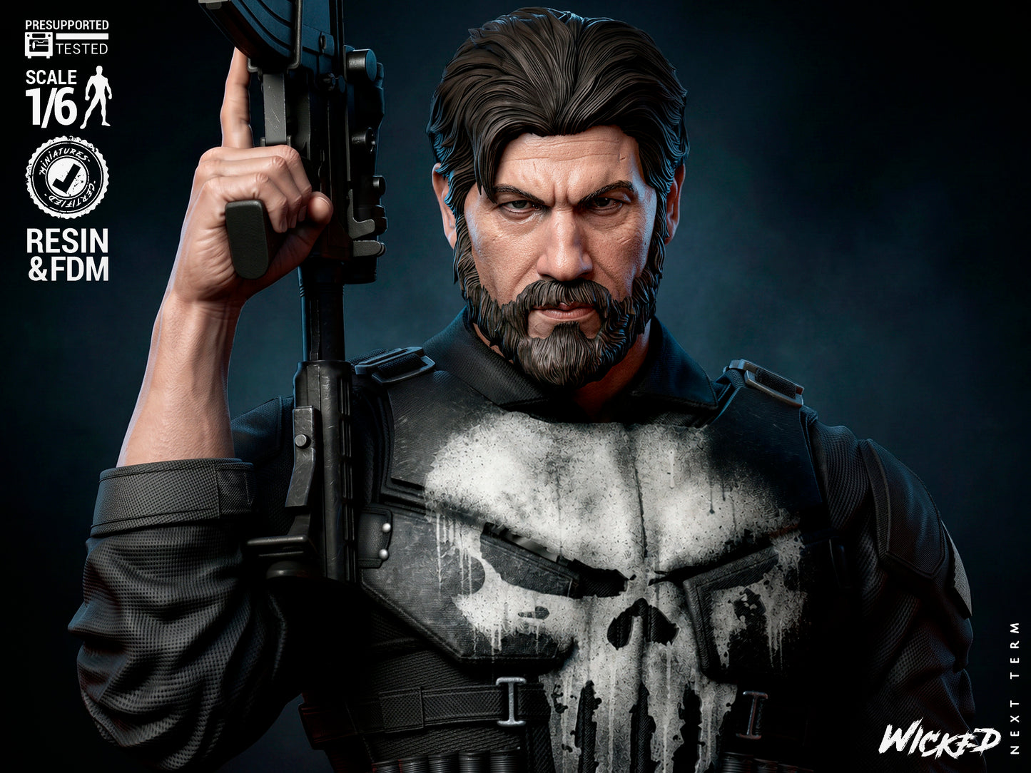 The Punisher Sculpture (75mm to 500mm) - Unassembled/Unpainted/3D Print