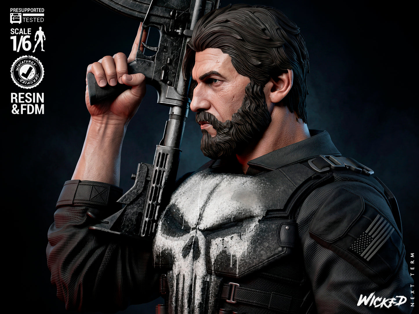 The Punisher Sculpture (75mm to 500mm) - Unassembled/Unpainted/3D Print