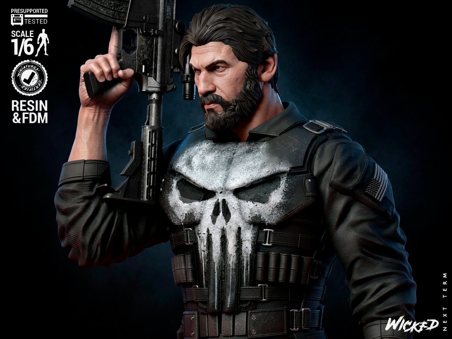 The Punisher Sculpture (75mm to 500mm) - Unassembled/Unpainted/3D Print