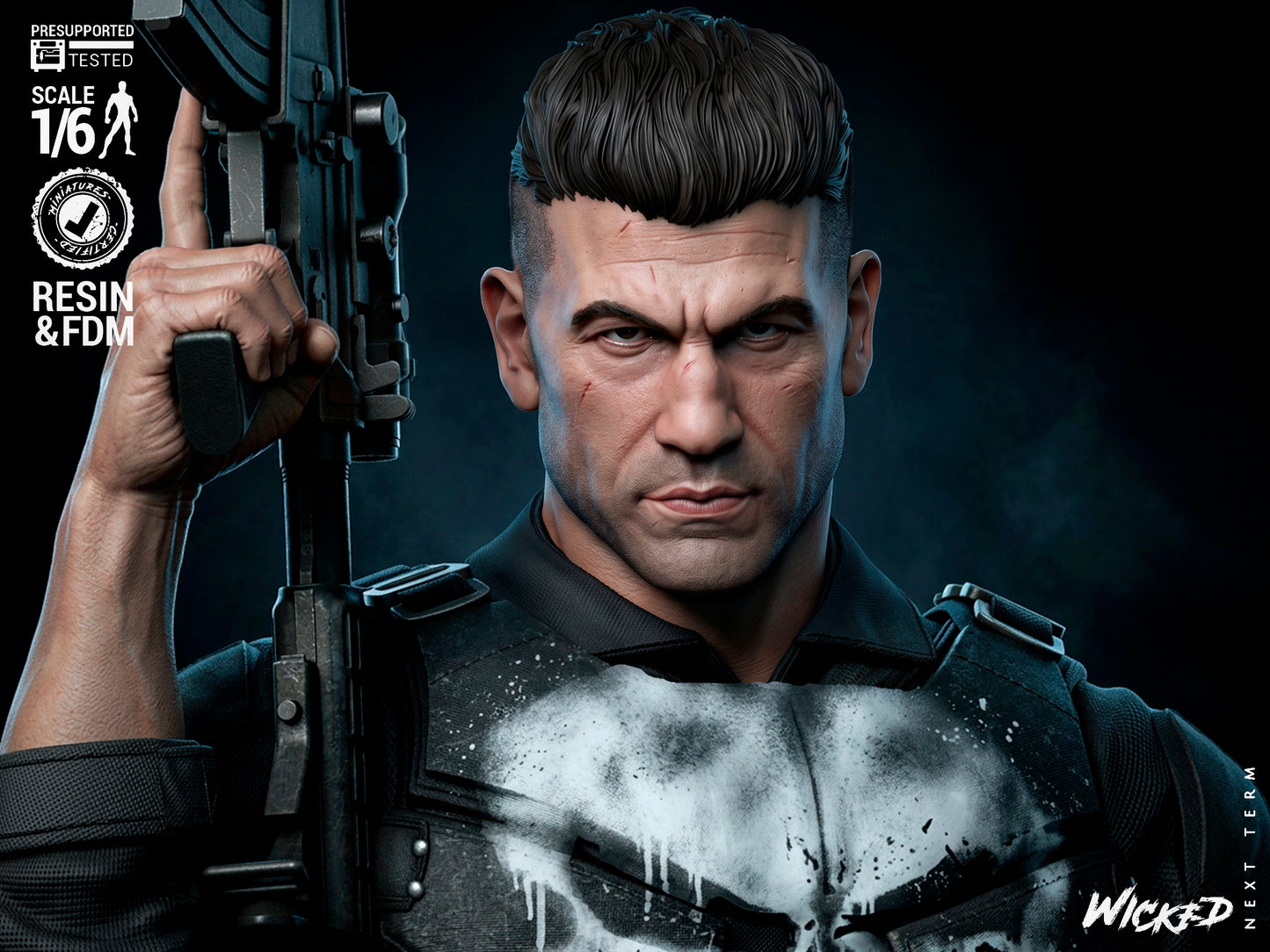 The Punisher Sculpture (75mm to 500mm) - Unassembled/Unpainted/3D Print