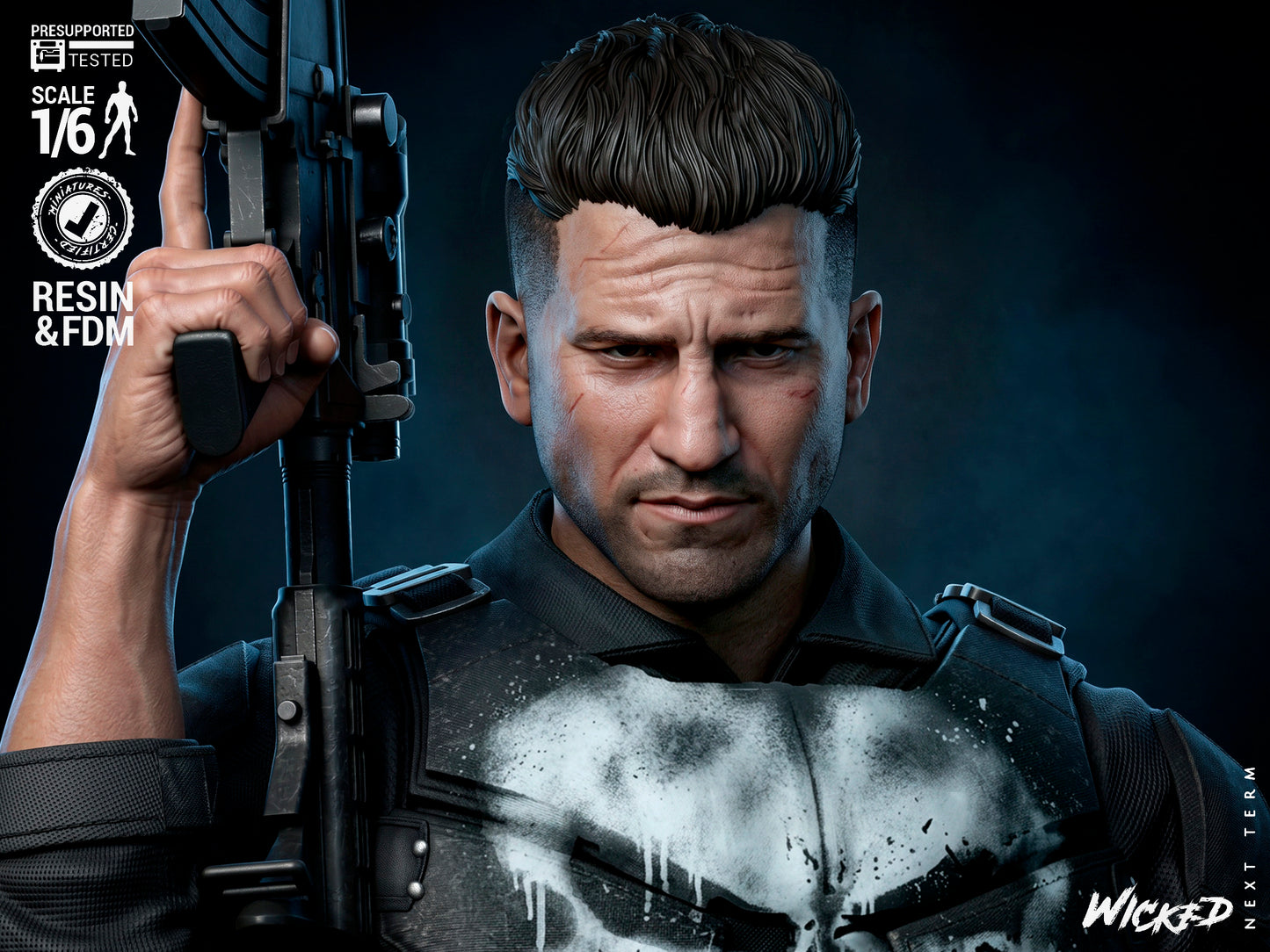 The Punisher Sculpture (75mm to 500mm) - Unassembled/Unpainted/3D Print