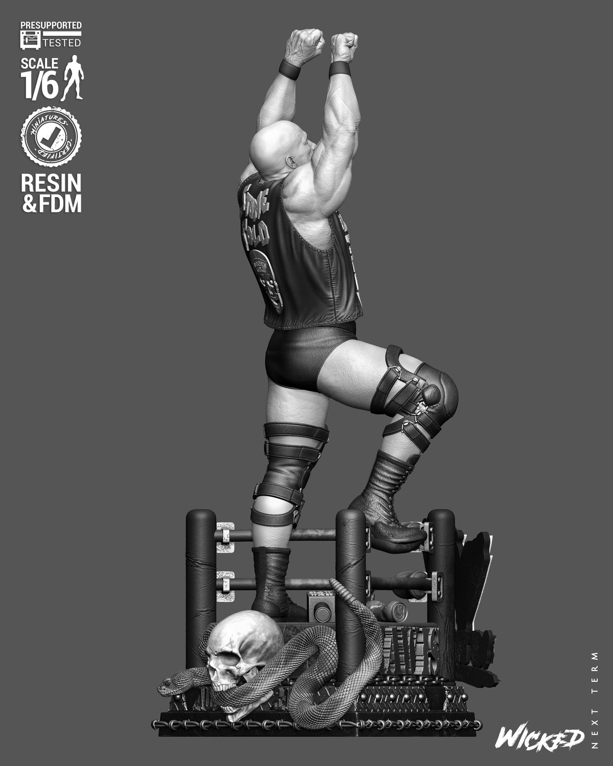 Stone Cold Steve Austin Sculpture (75mm to 500mm) - Unassembled/Unpainted/3D Print