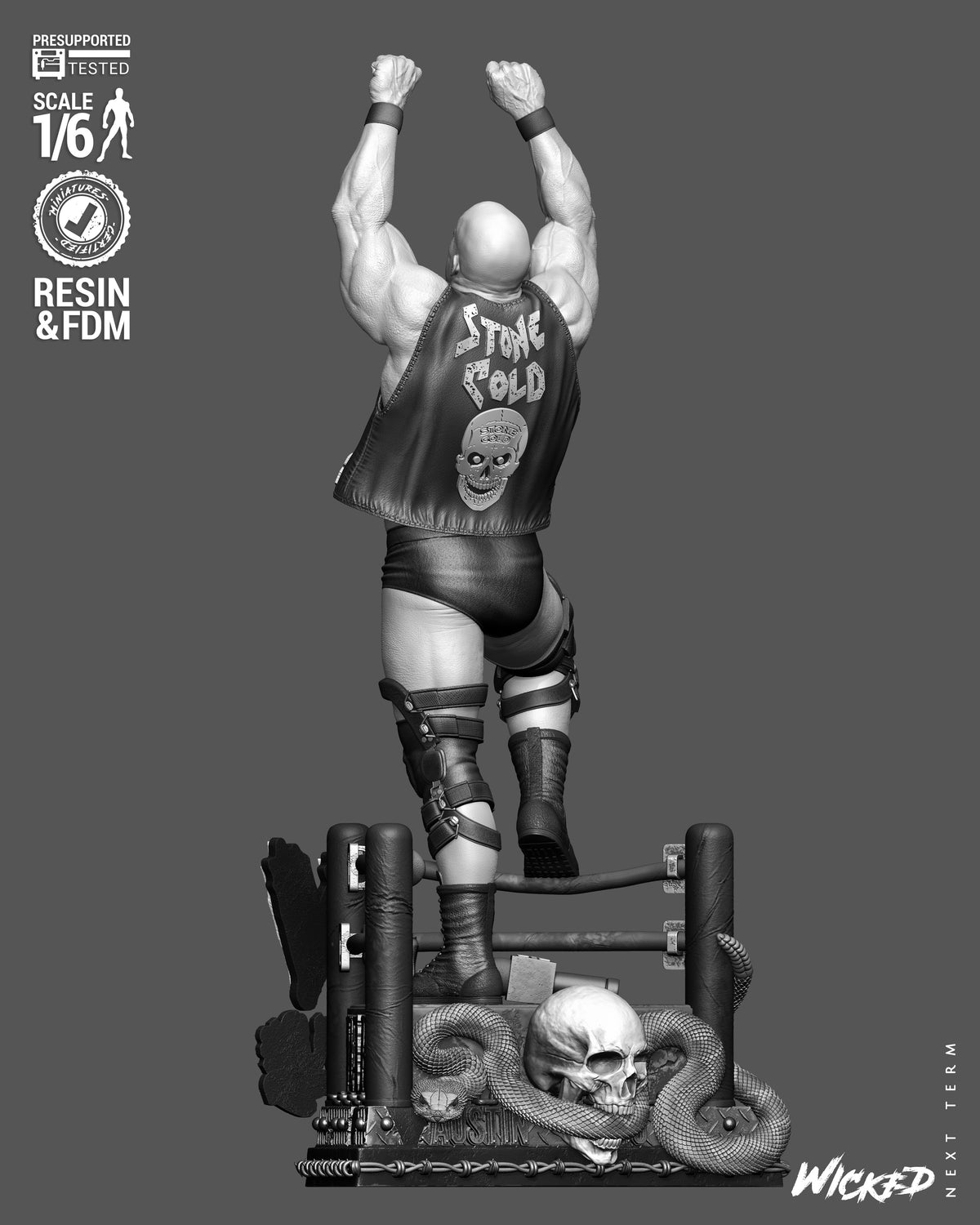 Stone Cold Steve Austin Sculpture (75mm to 500mm) - Unassembled/Unpainted/3D Print