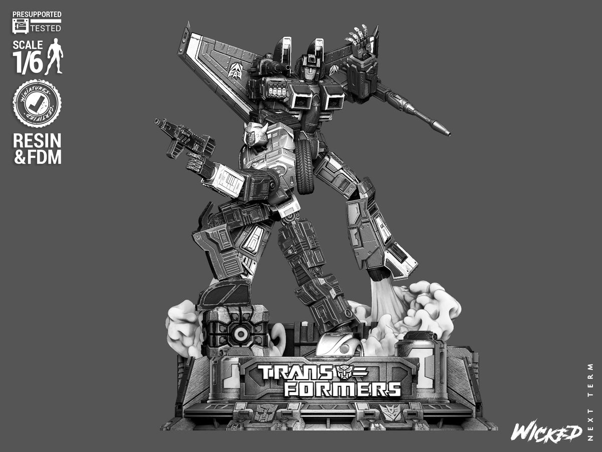 Bumblebee VS Starscream Diorama Sculpture (75mm to 500mm) - Unassembled/Unpainted/3D Print