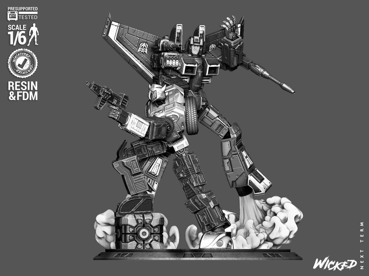 Bumblebee VS Starscream Diorama Sculpture (75mm to 500mm) - Unassembled/Unpainted/3D Print
