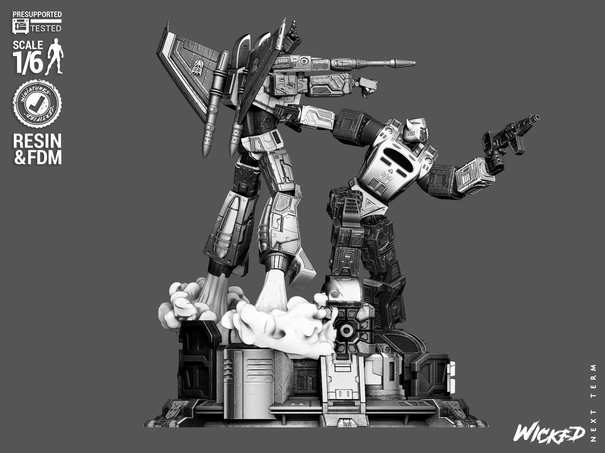 Bumblebee VS Starscream Diorama Sculpture (75mm to 500mm) - Unassembled/Unpainted/3D Print