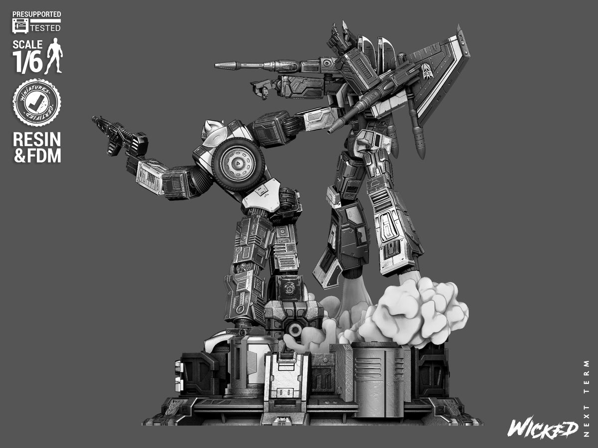 Bumblebee VS Starscream Diorama Sculpture (75mm to 500mm) - Unassembled/Unpainted/3D Print