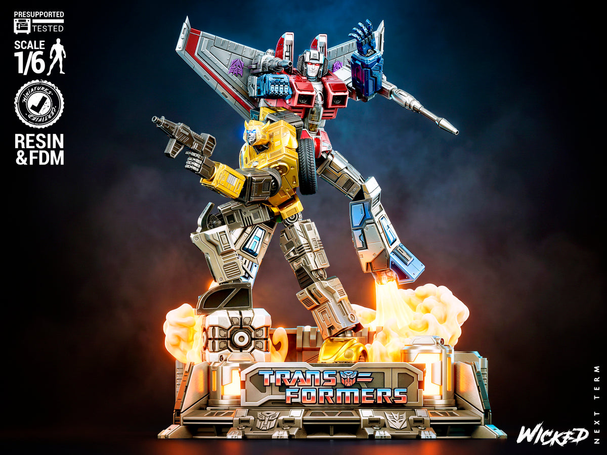 Bumblebee VS Starscream Diorama Sculpture (75mm to 500mm) - Unassembled/Unpainted/3D Print