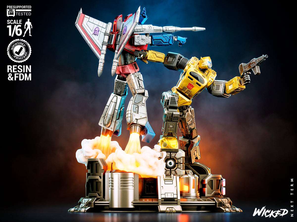 Bumblebee VS Starscream Diorama Sculpture (75mm to 500mm) - Unassembled/Unpainted/3D Print