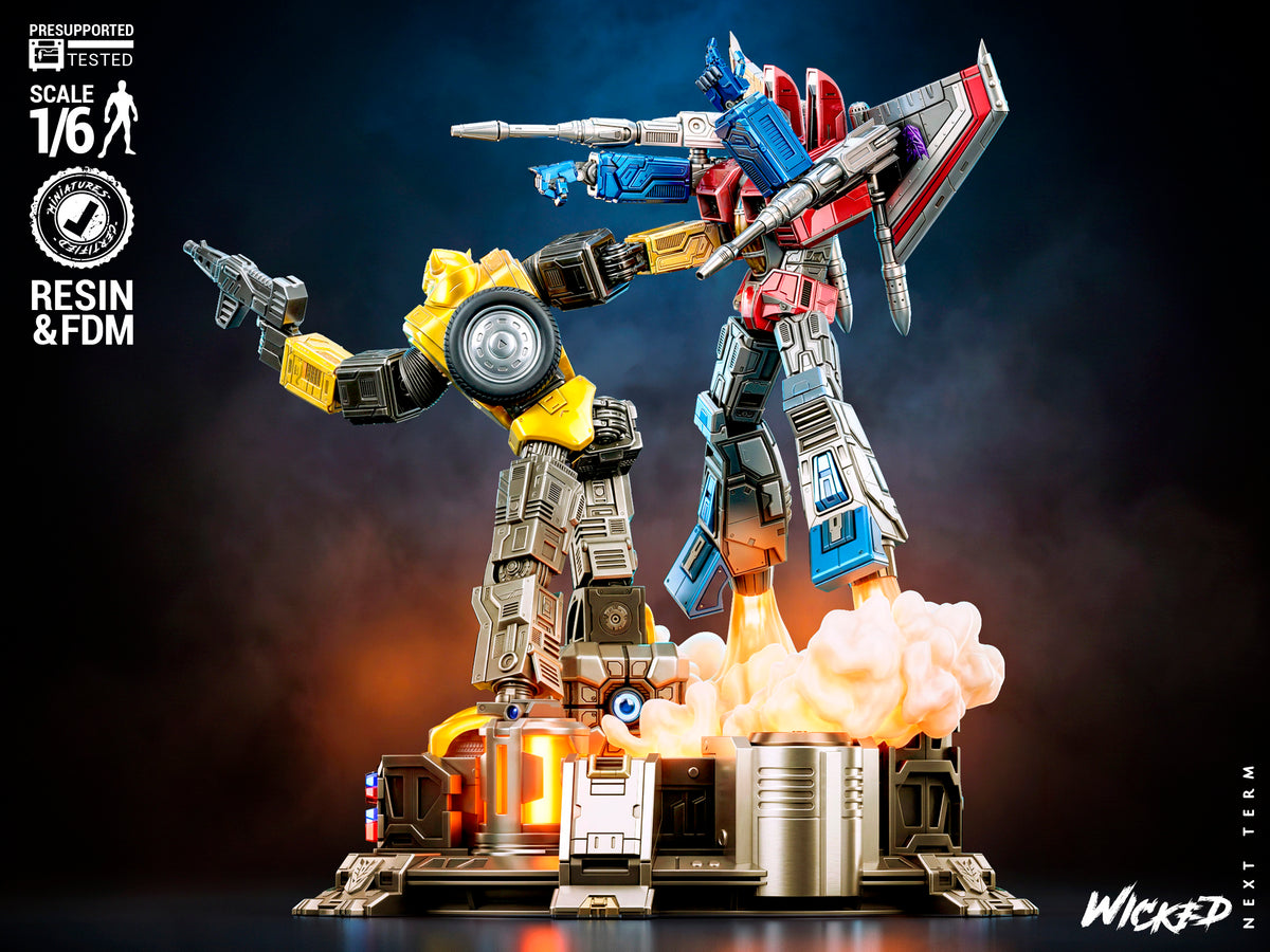 Bumblebee VS Starscream Diorama Sculpture (75mm to 500mm) - Unassembled/Unpainted/3D Print