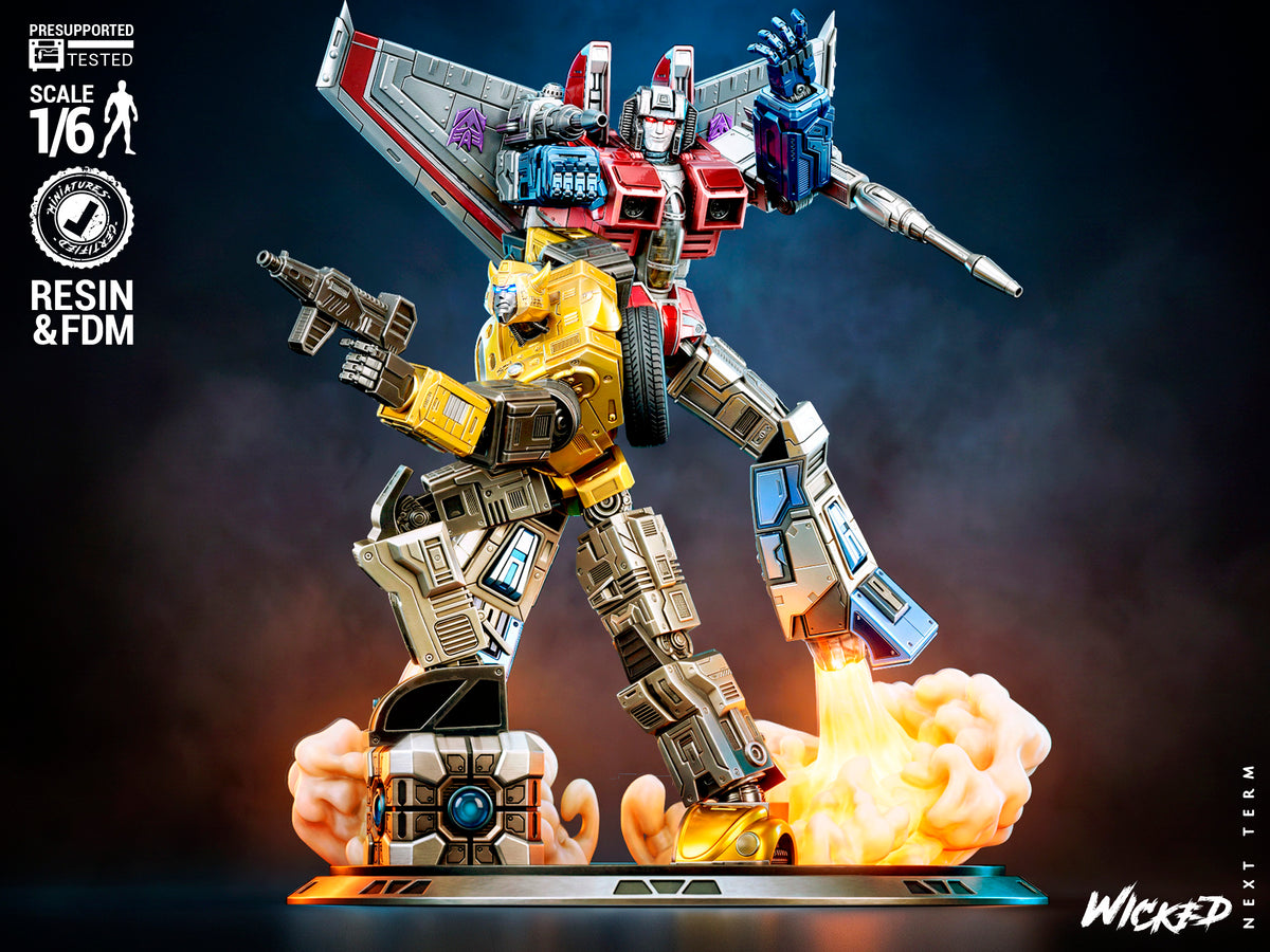 Bumblebee VS Starscream Diorama Sculpture (75mm to 500mm) - Unassembled/Unpainted/3D Print