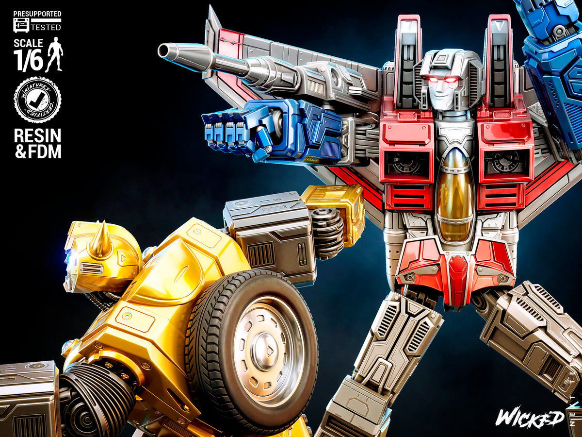 Bumblebee VS Starscream Diorama Sculpture (75mm to 500mm) - Unassembled/Unpainted/3D Print