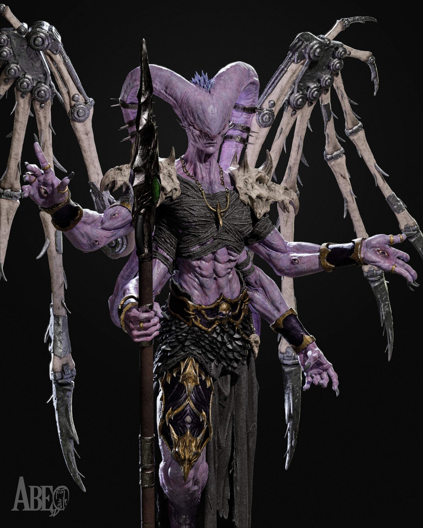 The Ninefold Sorcerer Sculpture (75mm to 500mm) - Unassembled/Unpainted/3D Print