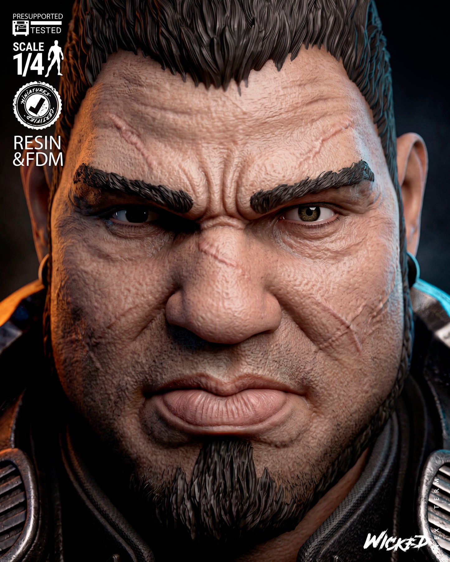 Marcus Fenix Bust (75mm to 300mm) Gear of War - Unassembled/Unpainted/3D Print