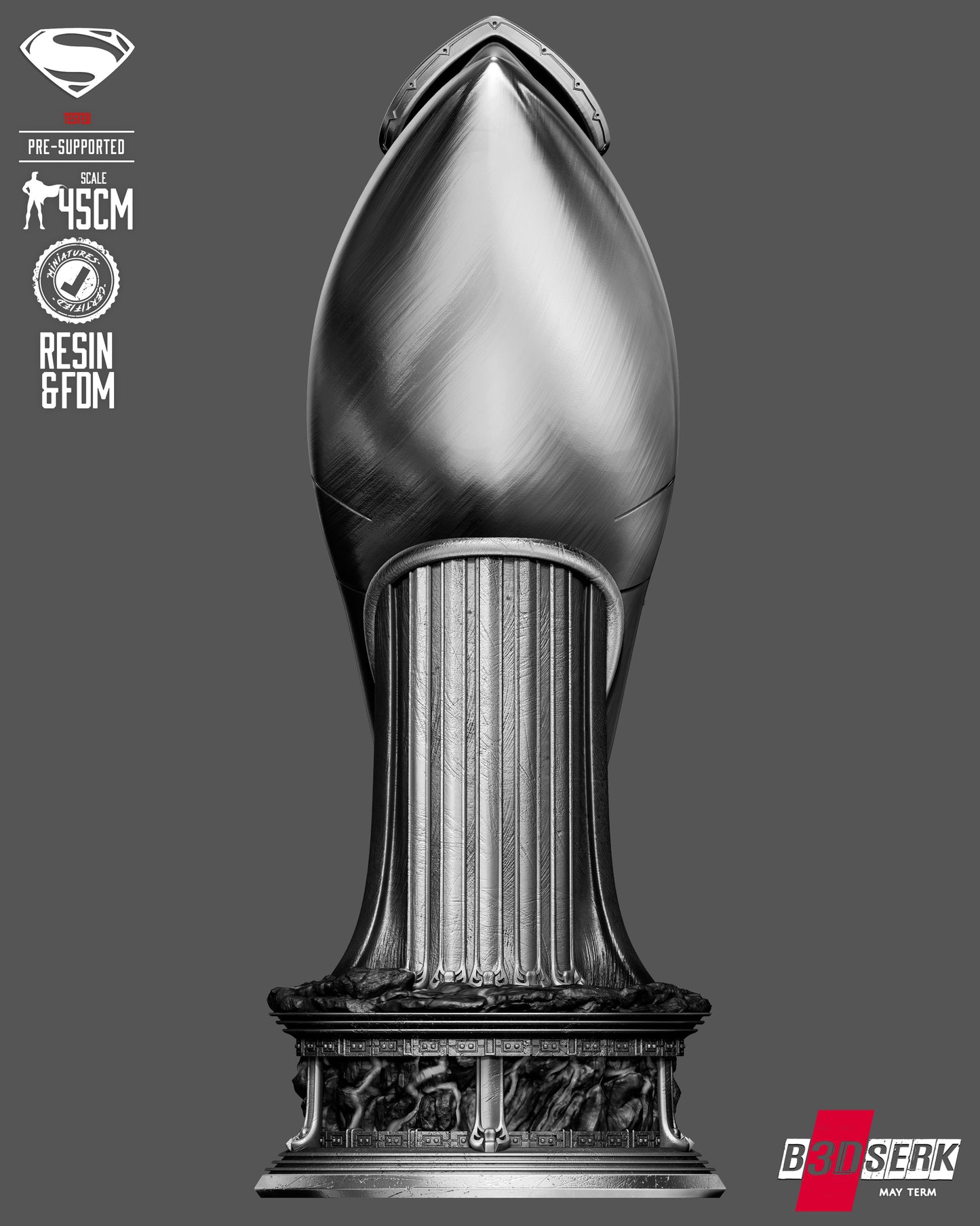 Jor-El Ship Sculpture (75mm to 500mm) - Unassembled/Unpainted/3D Print