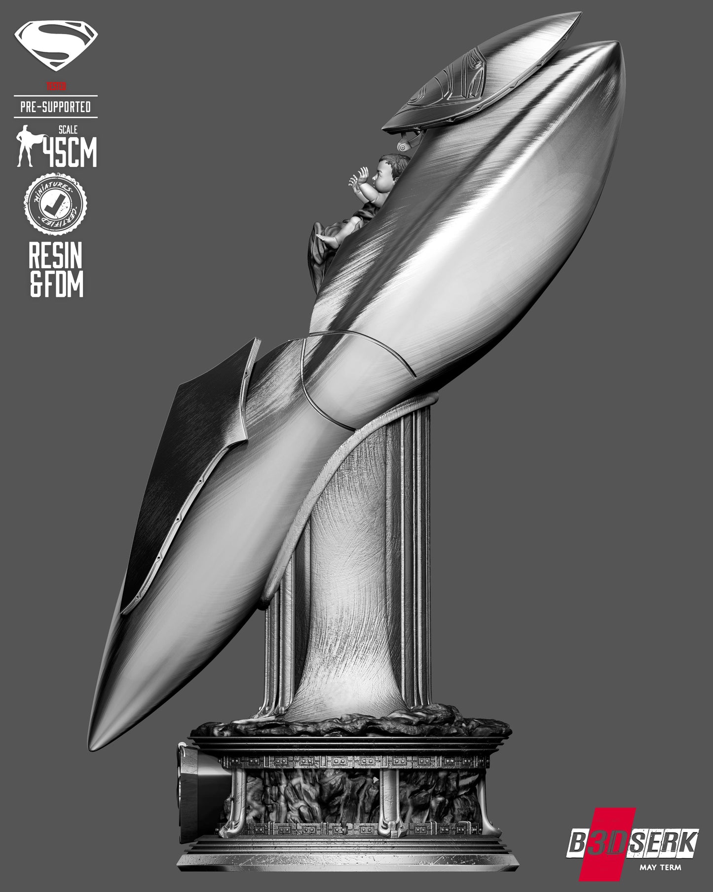 Jor-El Ship Sculpture (75mm to 500mm) - Unassembled/Unpainted/3D Print