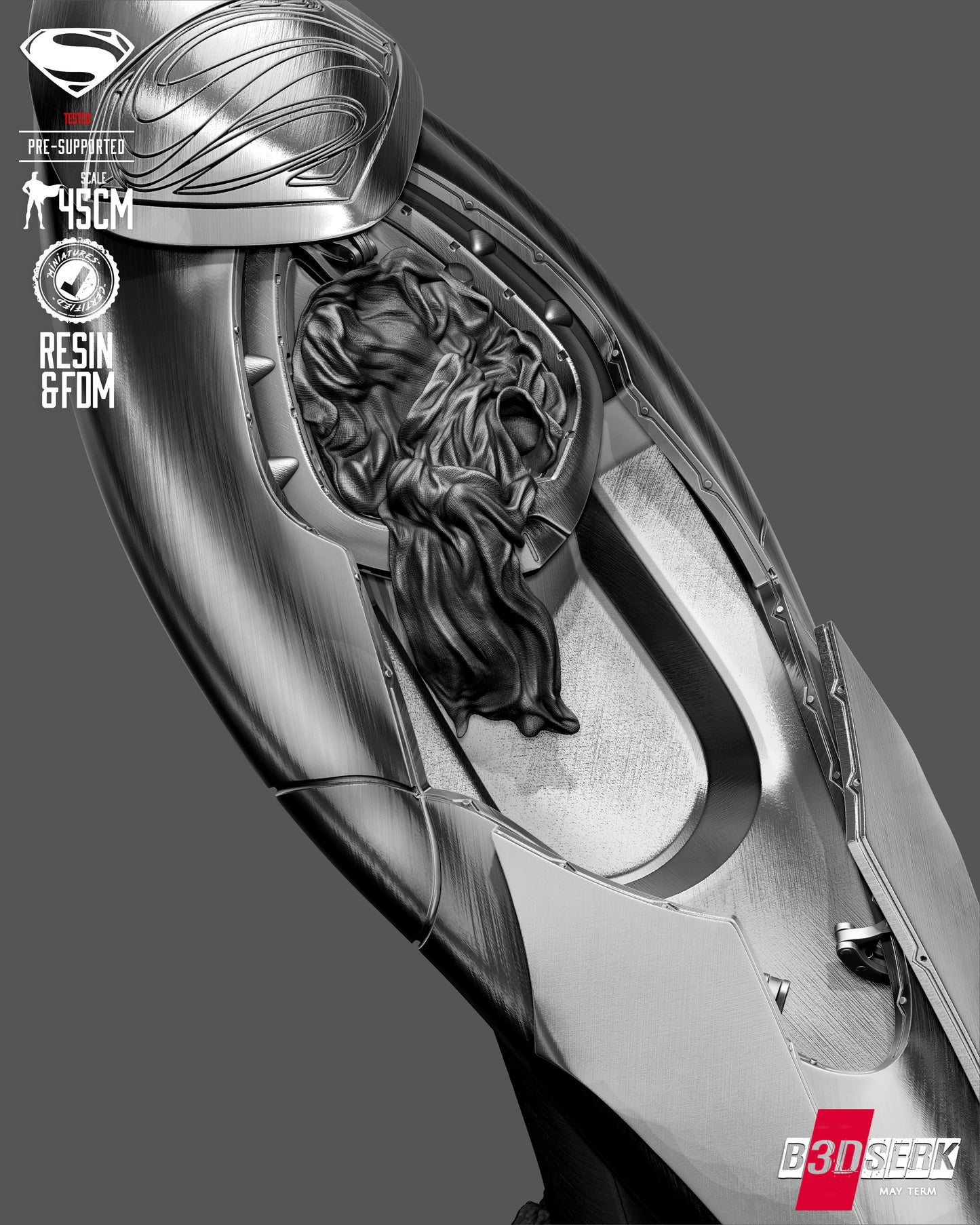 Jor-El Ship Sculpture (75mm to 500mm) - Unassembled/Unpainted/3D Print