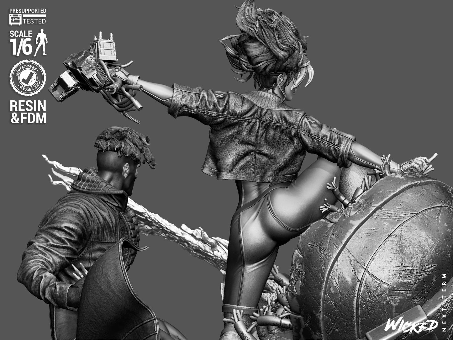 Rogue & Gambit Diorama (75mm to 500mm) - Unassembled/Unpainted/3D Print
