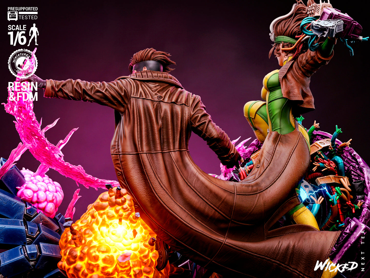 Rogue & Gambit Diorama (75mm to 500mm) - Unassembled/Unpainted/3D Print