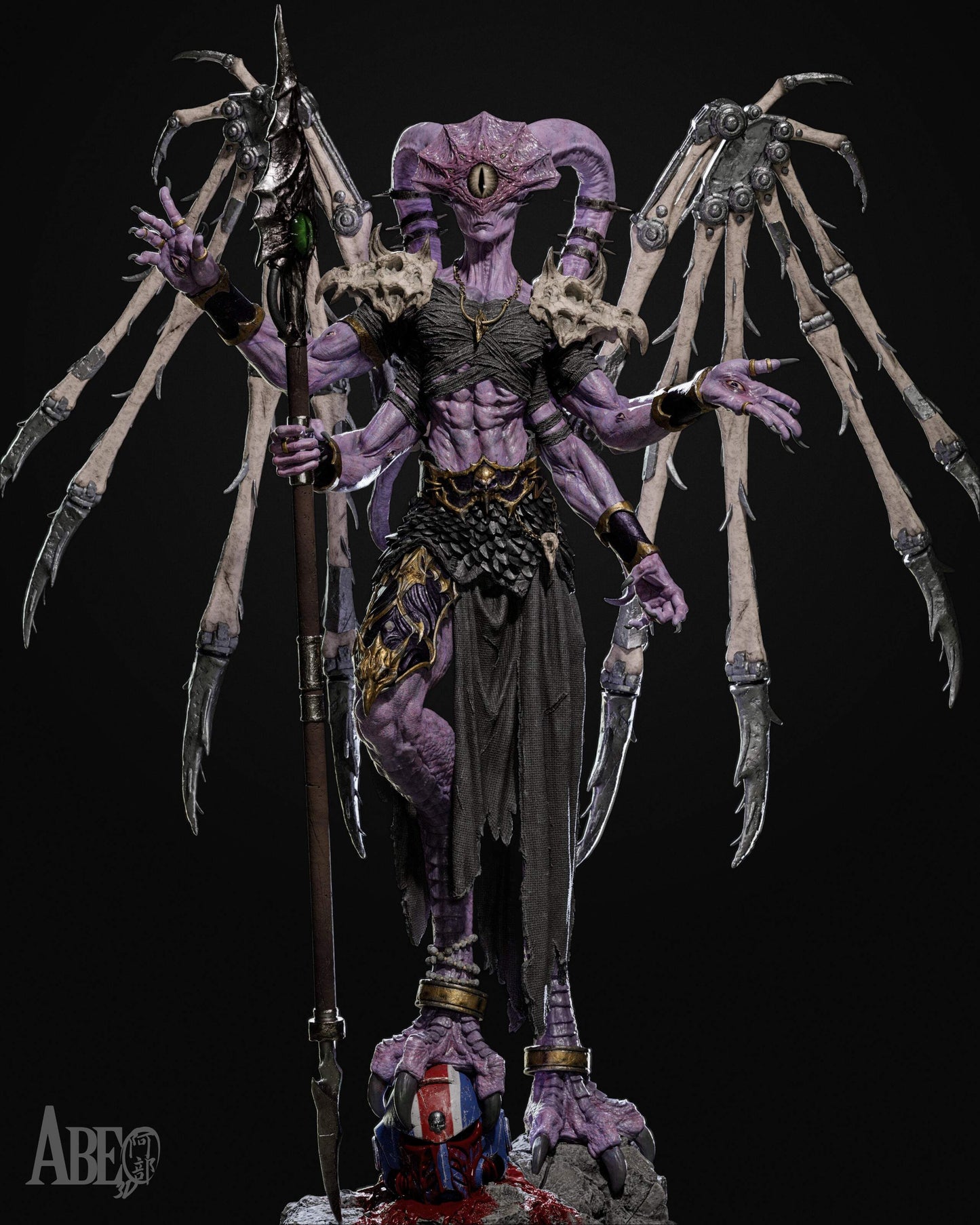 The Ninefold Sorcerer Sculpture (75mm to 500mm) - Unassembled/Unpainted/3D Print