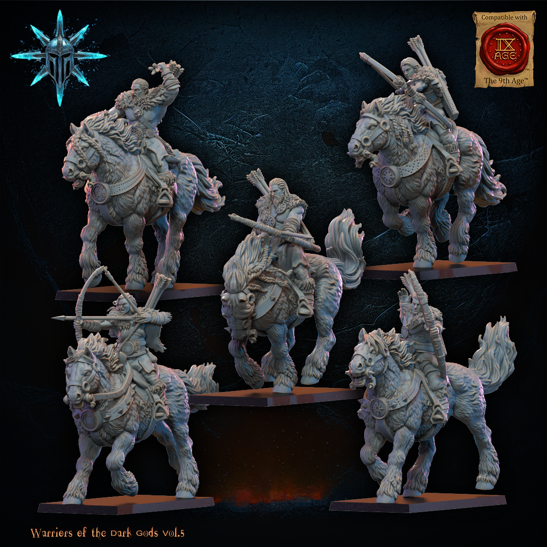 Barbarian Horsemen with Bows (x5) - TTRPG - Wargaming - Dungeons and Dragons