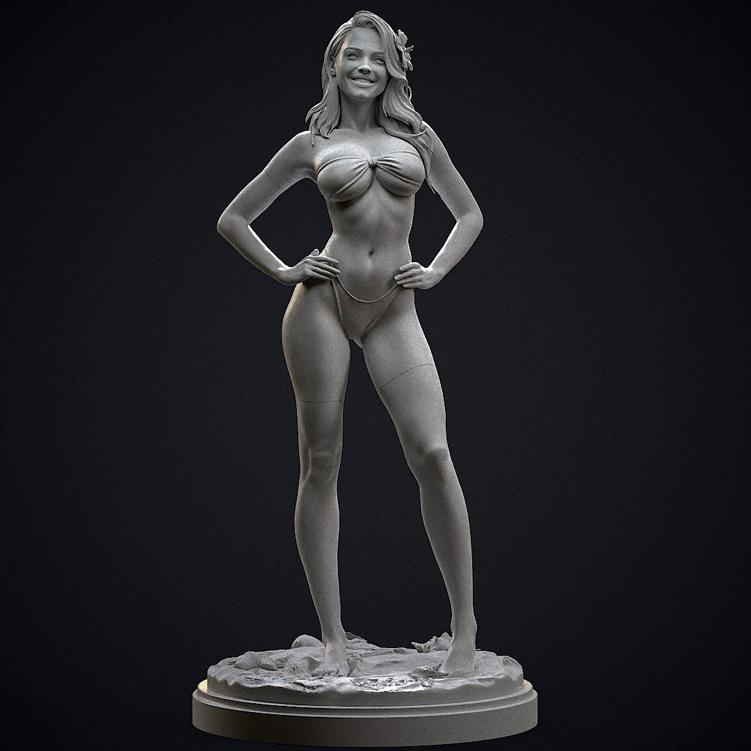 Bikini Girl Pin Up Sculpture (75mm to 500mm) - Unassembled/Unpainted/3D Print
