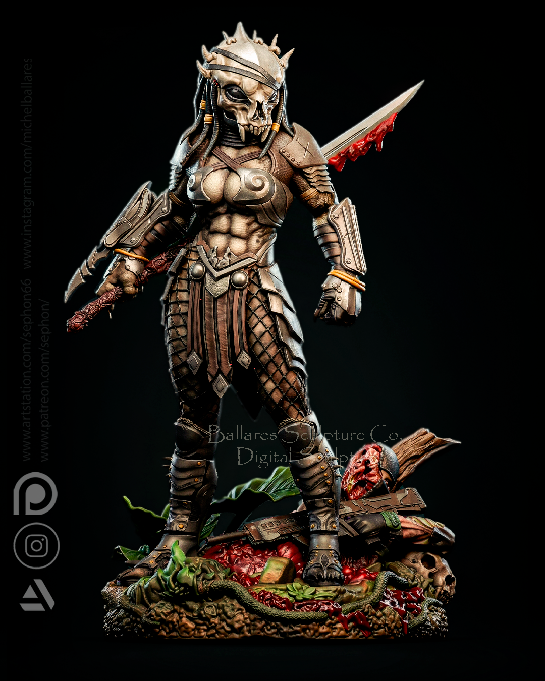 FEMALE PREDATOR Sculpture (75mm to 500mm) - Unassembled/Unpainted/3D Print