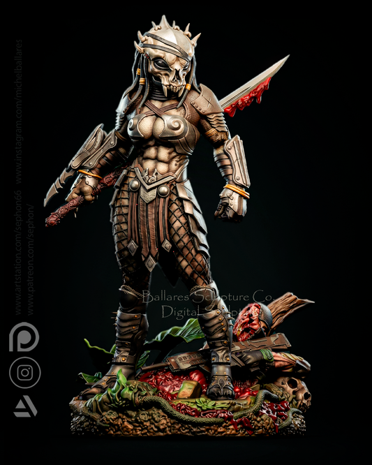 FEMALE PREDATOR Sculpture (75mm to 500mm) - Unassembled/Unpainted/3D Print